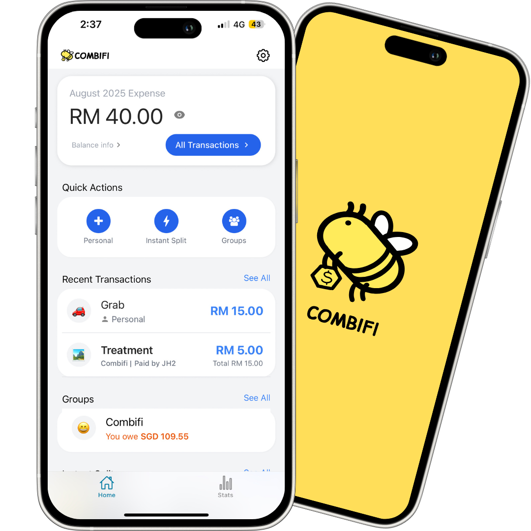 App interface showing expense tracking